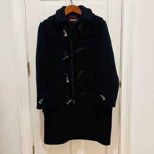 VTG Brooks Brothers Men Classic Navy Blue Wool Hood Duffle Coat Toggle Button S